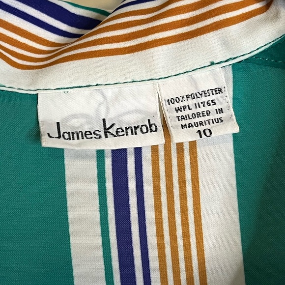 Vintage 80’s James Kenrob Women’s Sz 10 Striped Polyester Blouse - Picture 3 of 5